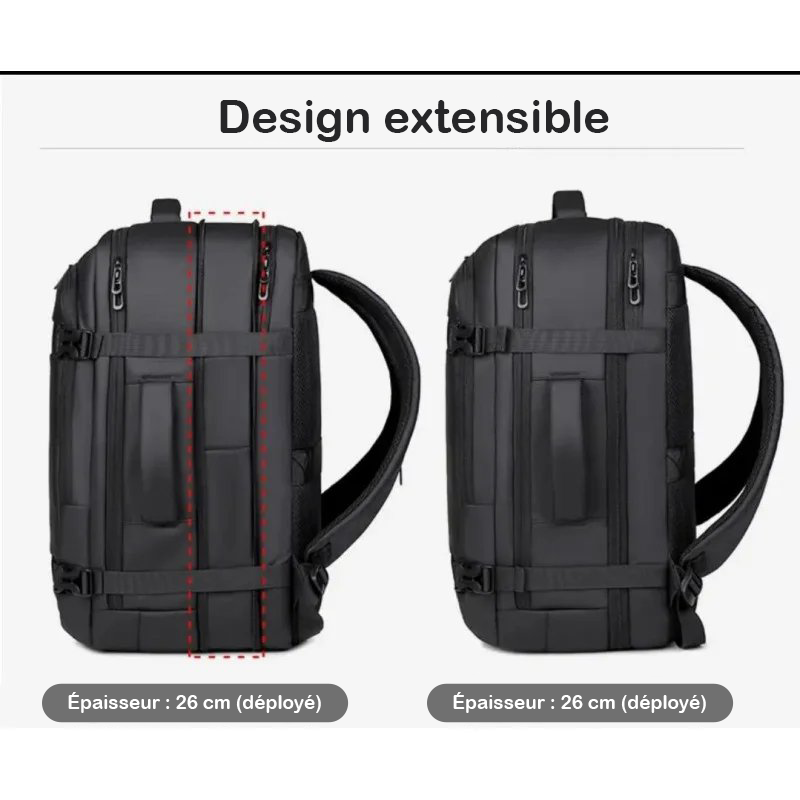Sac à dos de voyage cabine extensible - Grande capacité 30L