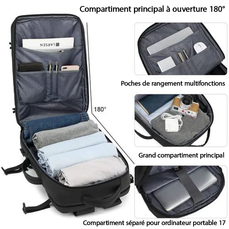 Sac à dos de voyage cabine extensible - Grande capacité 30L