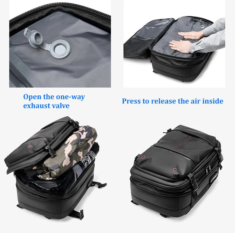 Sac à Dos de Voyage Compressible 36–55L – Compartiment Sous Vide