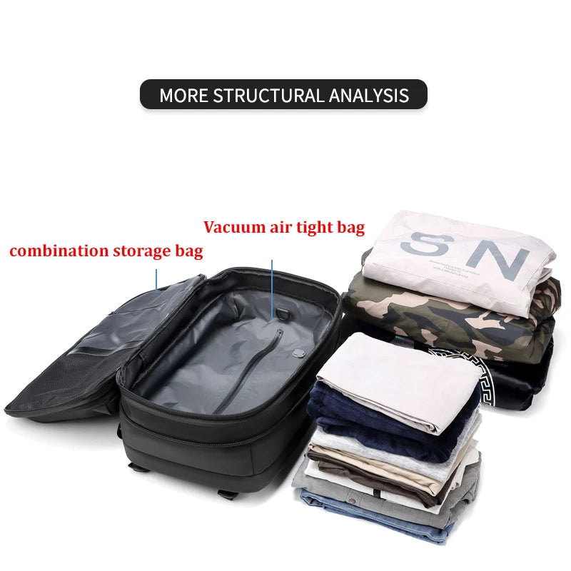 Sac à Dos de Voyage Compressible 36–55L – Compartiment Sous Vide